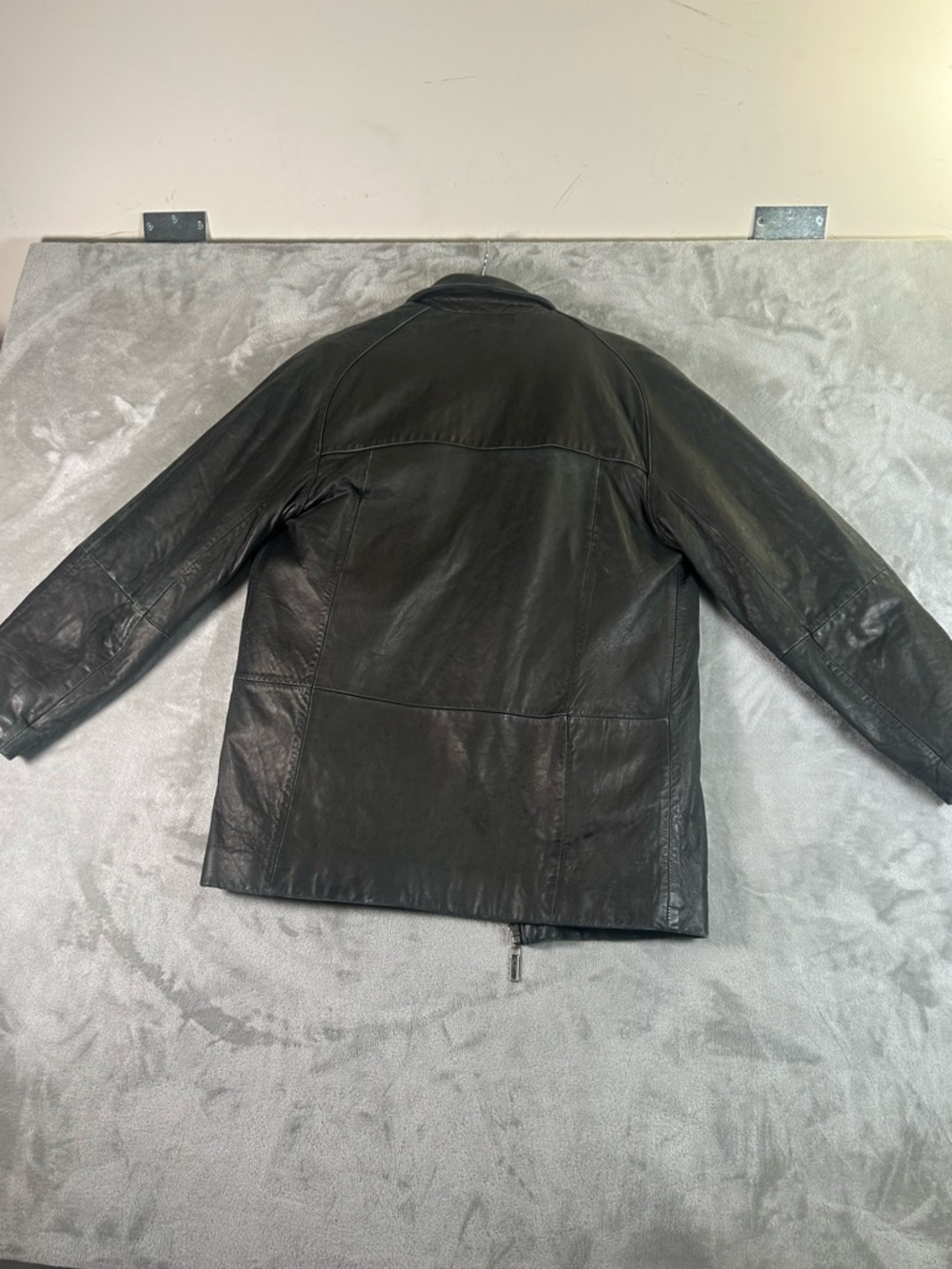 DNK Black Leather Bomber Jacket - Picture 6 of 16
